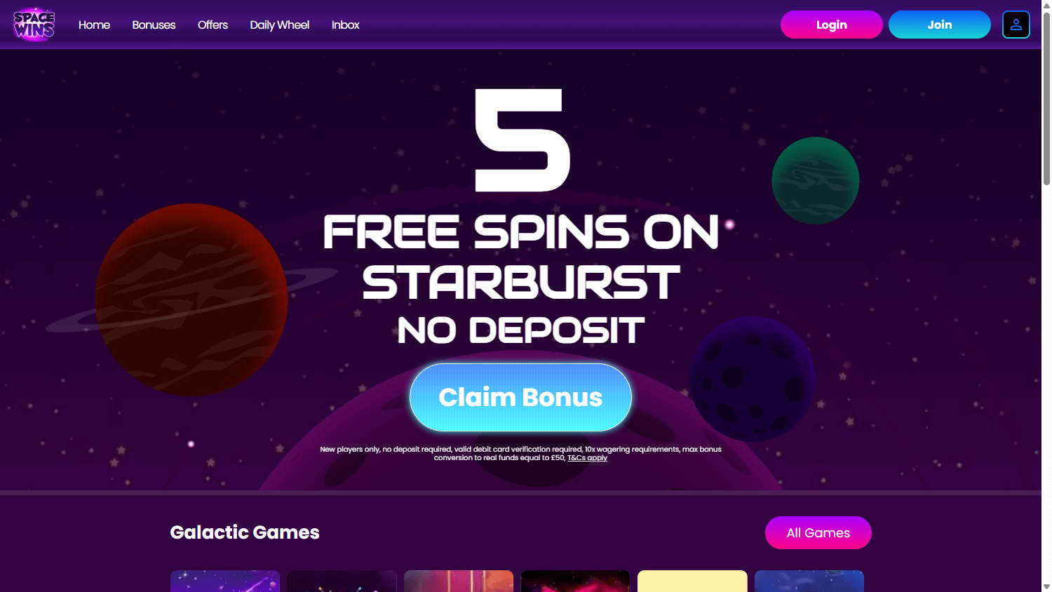 Space Wins Casino Desktop screenshot